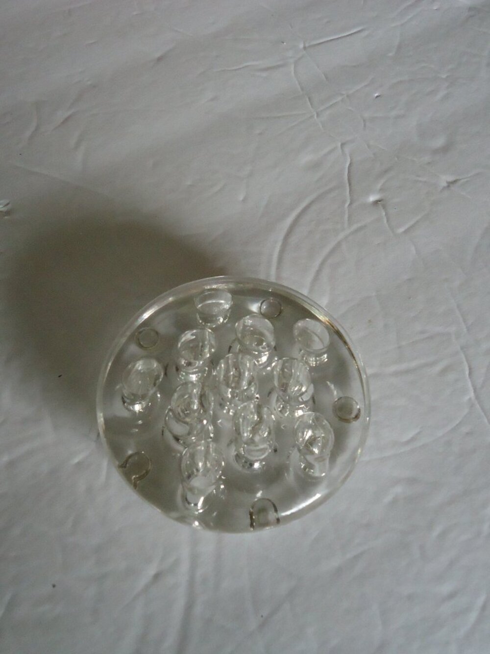 Vintage Clear Glass Flower Frog Holder 11 Hole